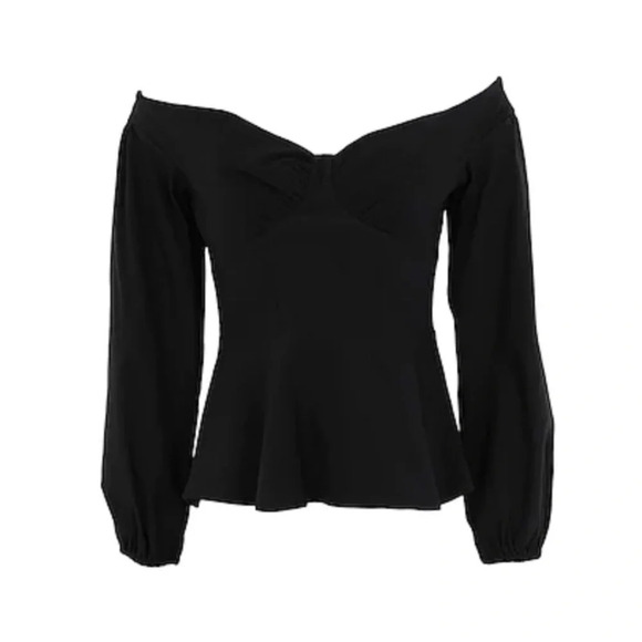Topshop- BLACK STRETCH BARDOT TOP
Off the shoulder. - Picture 1 of 4